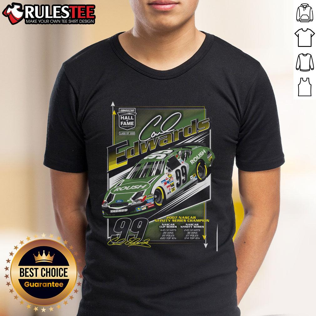 Awesome Carl Edwards Checkered Flag Sports NASCAR 2025 Hall of Fame Inductee T-Shirt