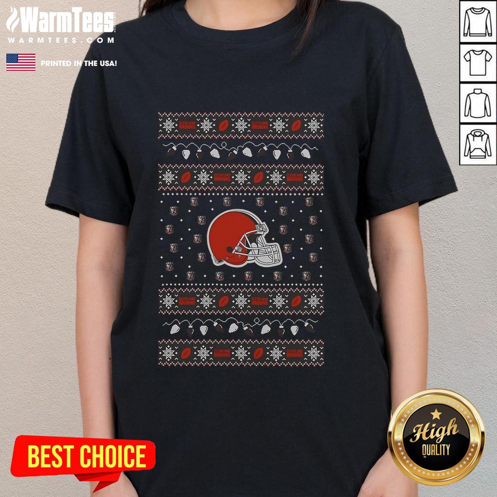 Awesome Cleveland Browns Holiday Christmas T-Shirt - Image 3