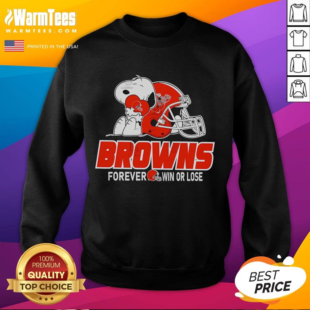Awesome Cleveland Browns Snoopy The Peanuts Forever Win Or Lose NFL T-Shirt - Image 5