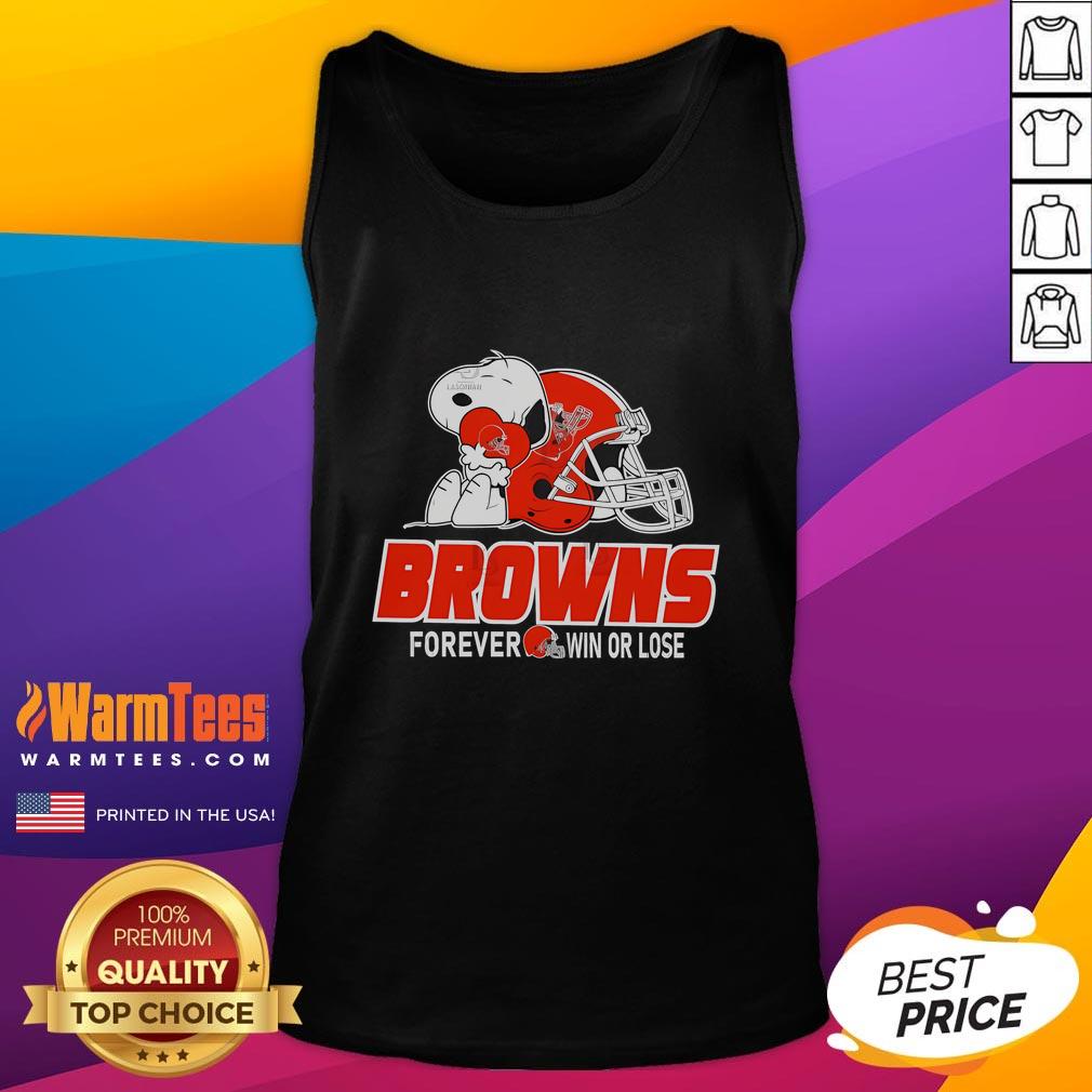 Awesome Cleveland Browns Snoopy The Peanuts Forever Win Or Lose NFL T-Shirt - Image 4