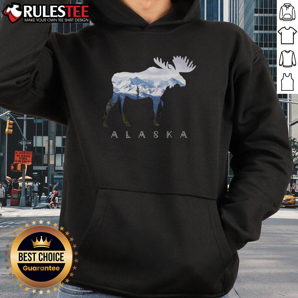 Awesome Day Moose Snowy Mountain Alaska T-Shirt - Image 2