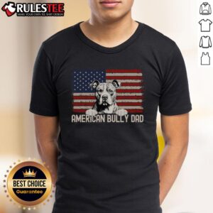 Awesome Dog Dad Ever American Flag American Bully Dad T-Shirt