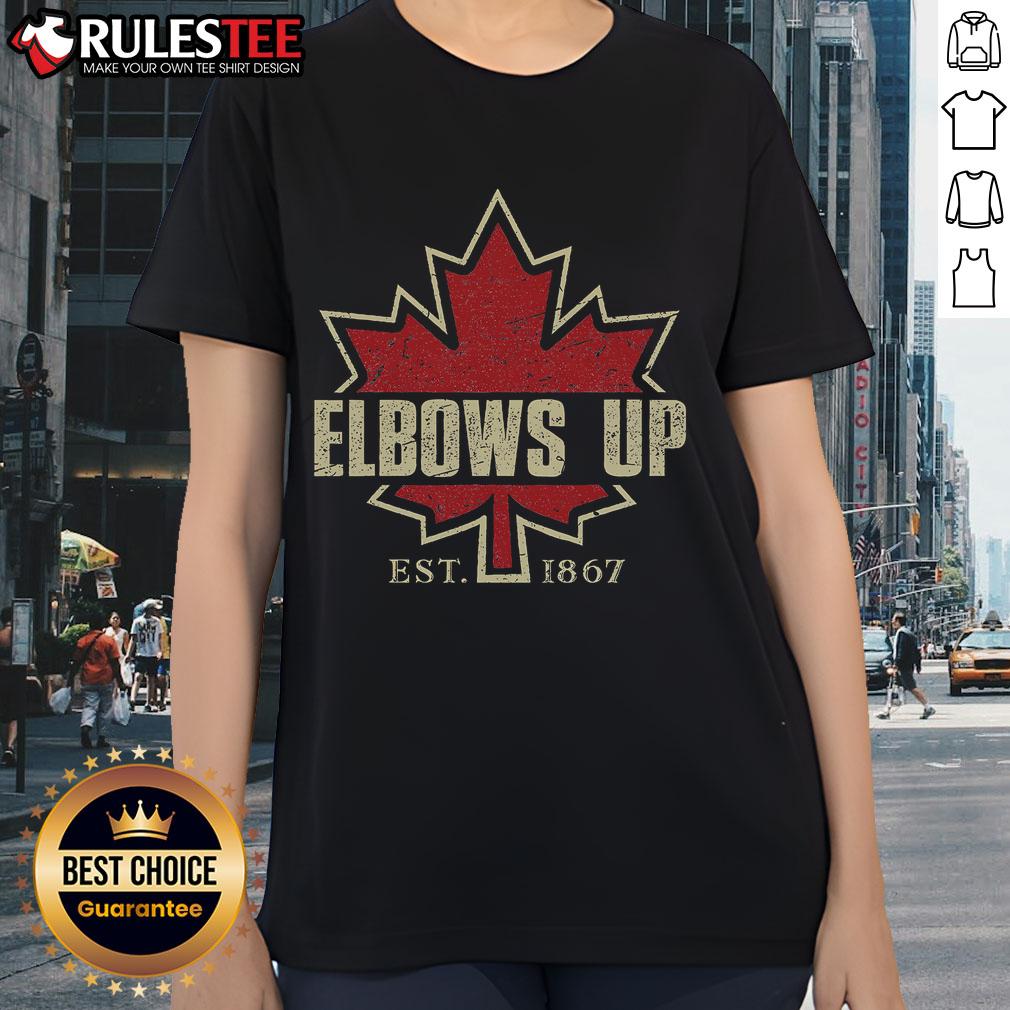 Awesome Elbows Up Canada True North Strong Free Est 1867 T-Shirt - Image 3