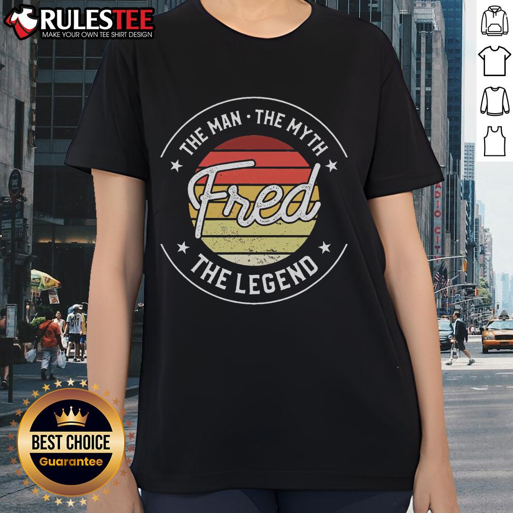 Awesome Fred The Man The Myth The Legend Vintage Sunset T-Shirt - Image 3