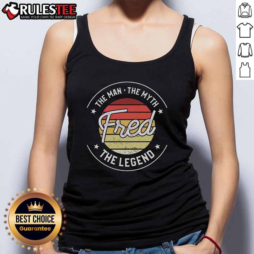 Awesome Fred The Man The Myth The Legend Vintage Sunset T-Shirt - Image 4