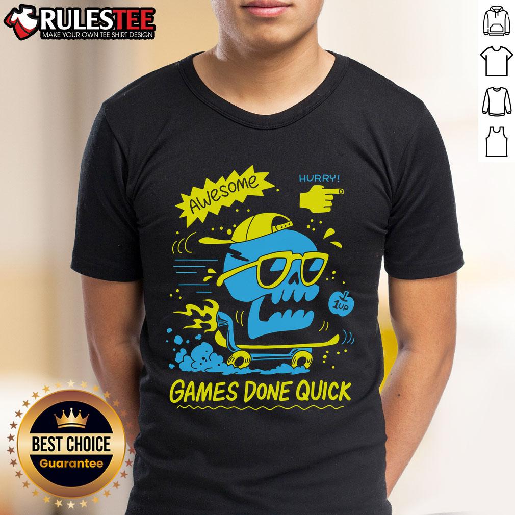 Awesome GDQ Hurry Skater Skull T-Shirt