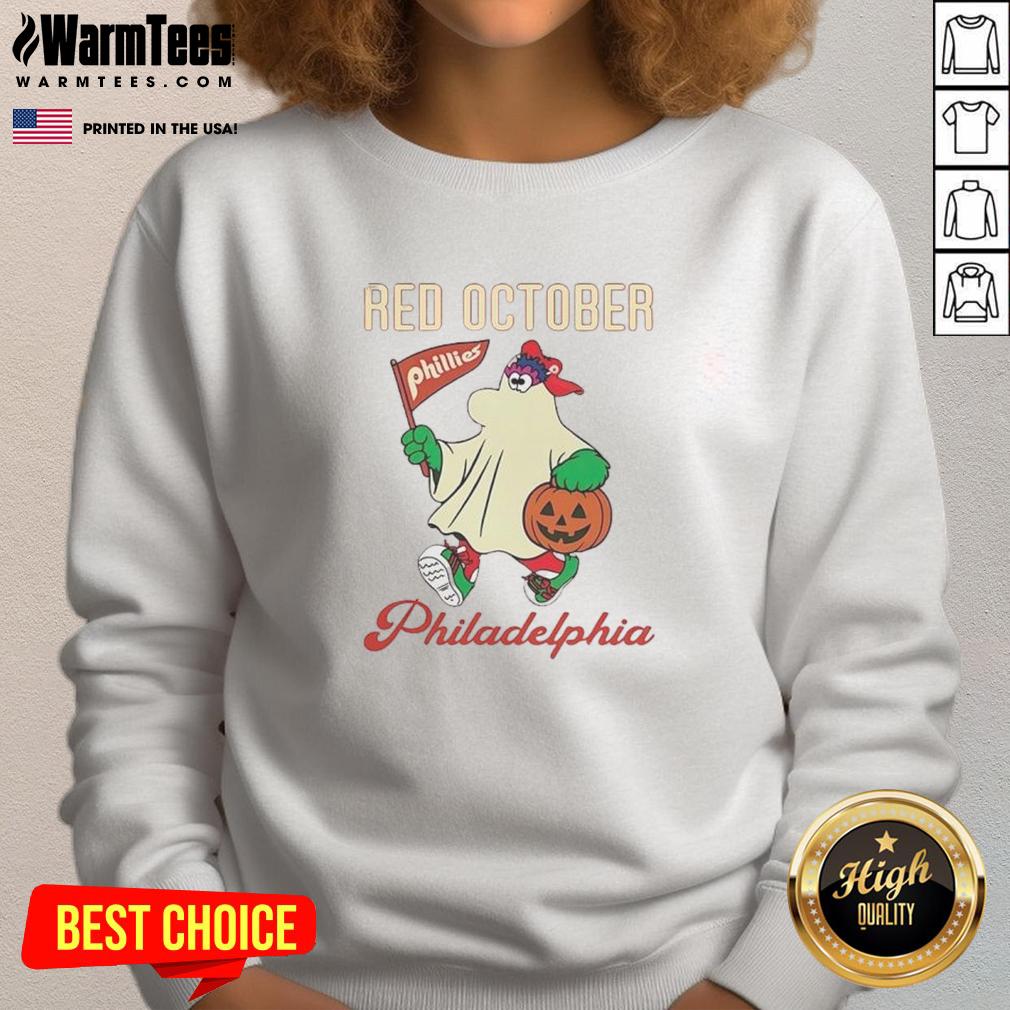 Awesome Ghost Philadelphia Phillies Phanatic Red October Halloween T-Shirt - Image 5
