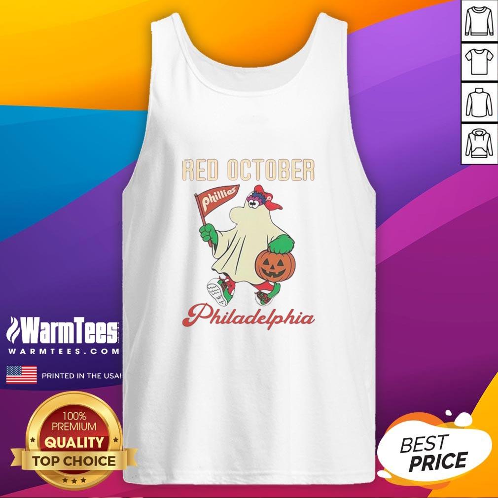 Awesome Ghost Philadelphia Phillies Phanatic Red October Halloween T-Shirt - Image 4