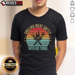 Awesome Grilling Meat Softly With His Tongs Vintage Barbecue T-Shirt