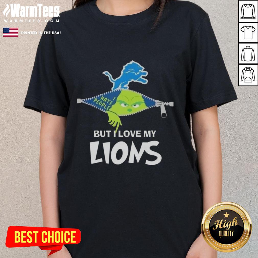 Awesome Grinch Christmas But I Love My Detroit Lions T-Shirt - Image 3