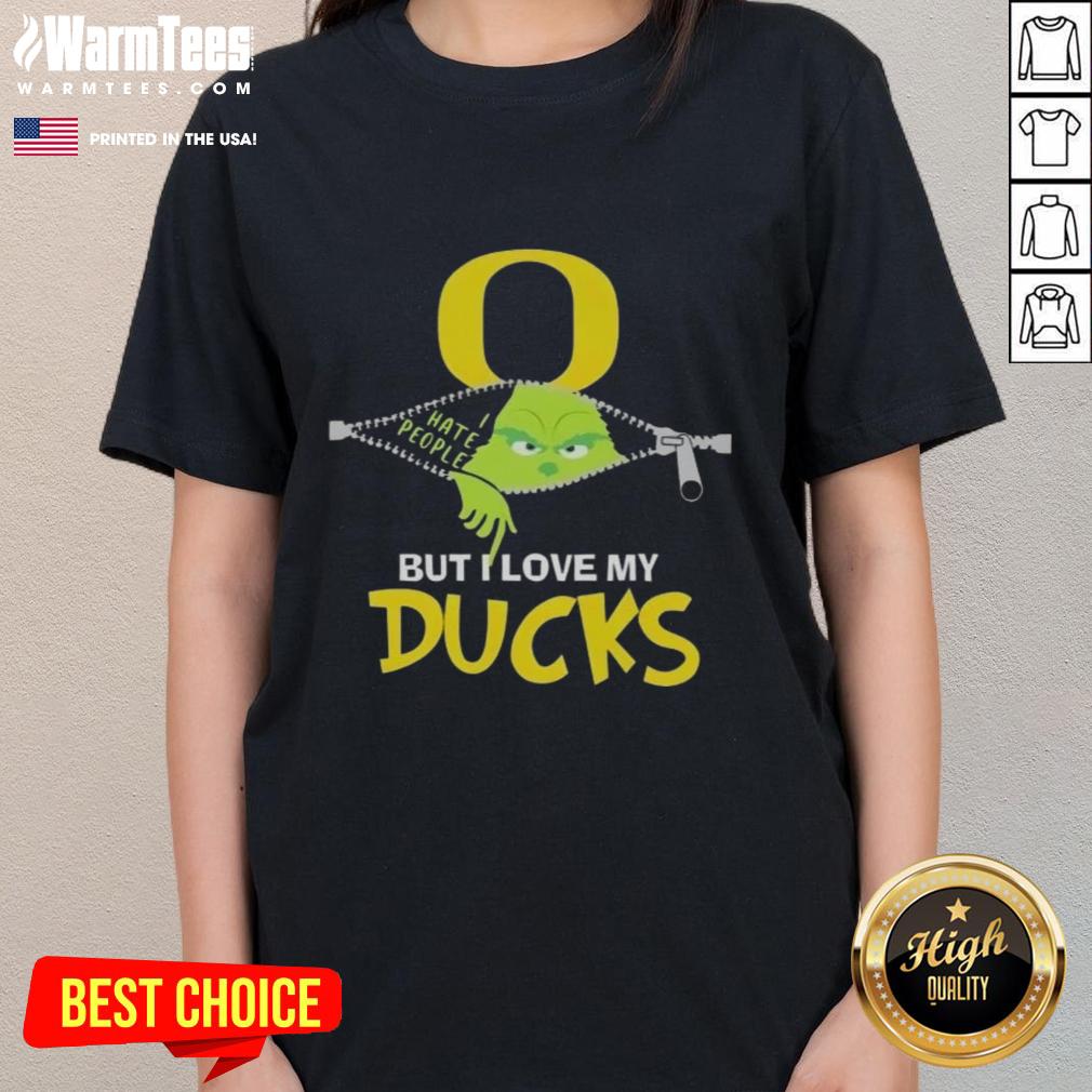 Awesome Grinch Christmas But I Love My Oregon Ducks T-Shirt - Image 3