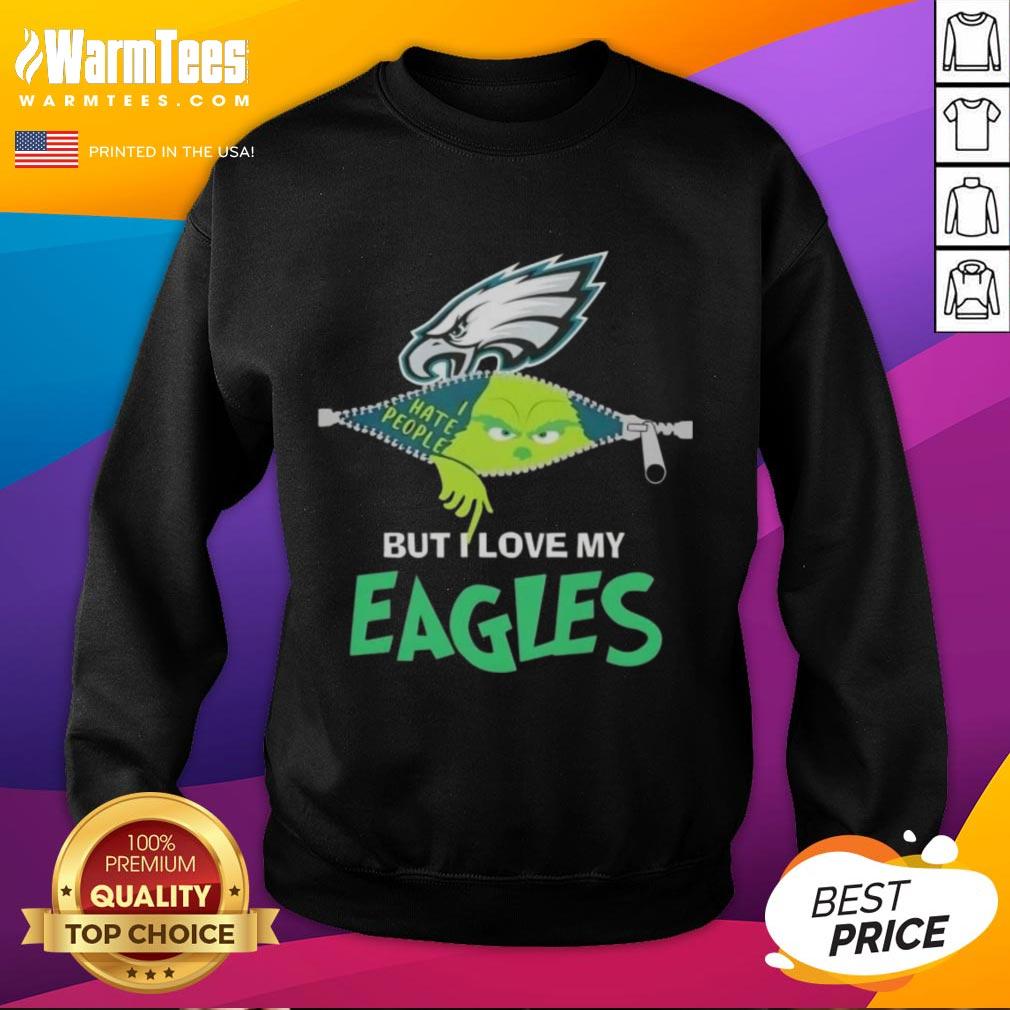 Awesome Grinch Christmas But I Love My Philadelphia Eagles T-Shirt - Image 5
