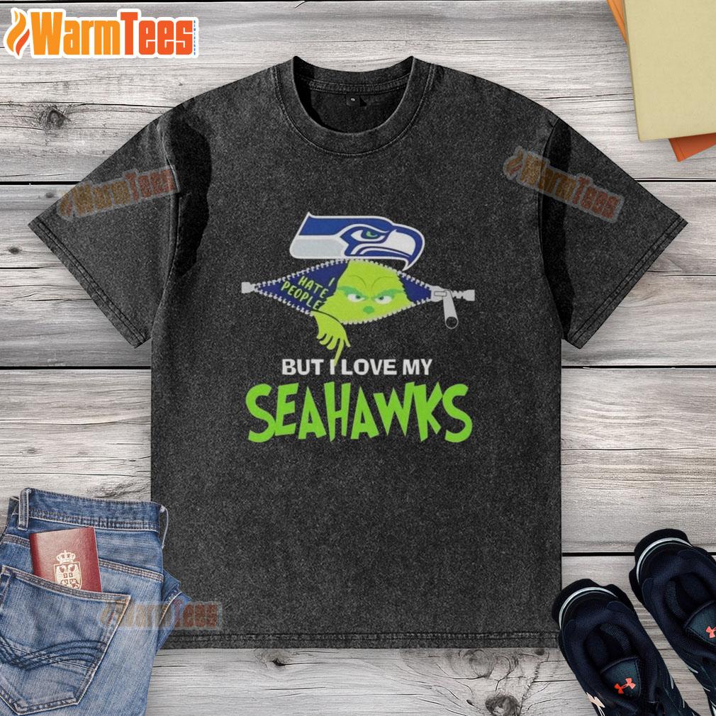 Awesome Grinch Christmas But I Love My Seattle Seahawks T-Shirt - Image 6