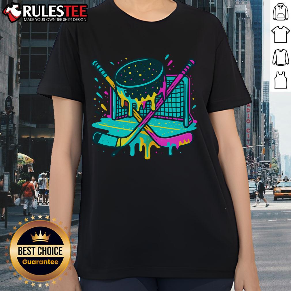 Awesome Hockey Ice Cream Drip T-Shirt - Image 3