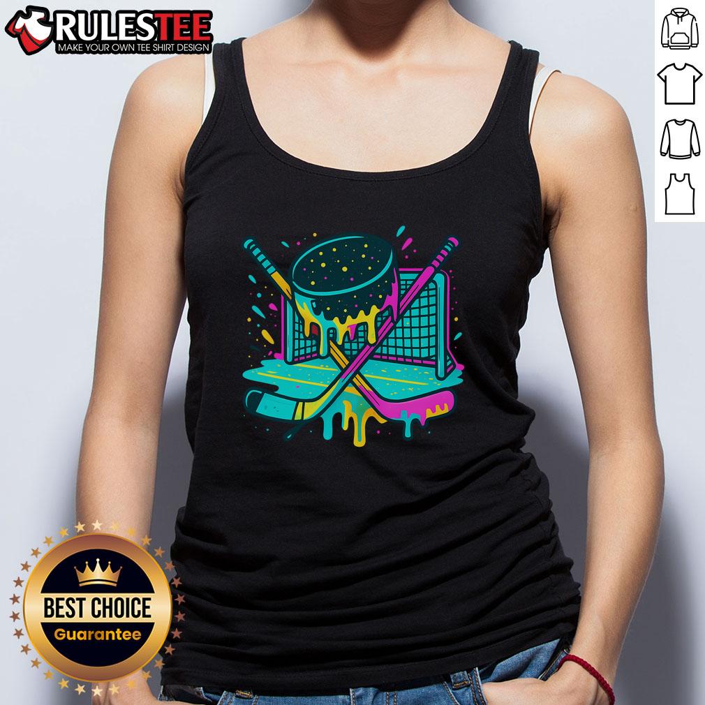 Awesome Hockey Ice Cream Drip T-Shirt - Image 4