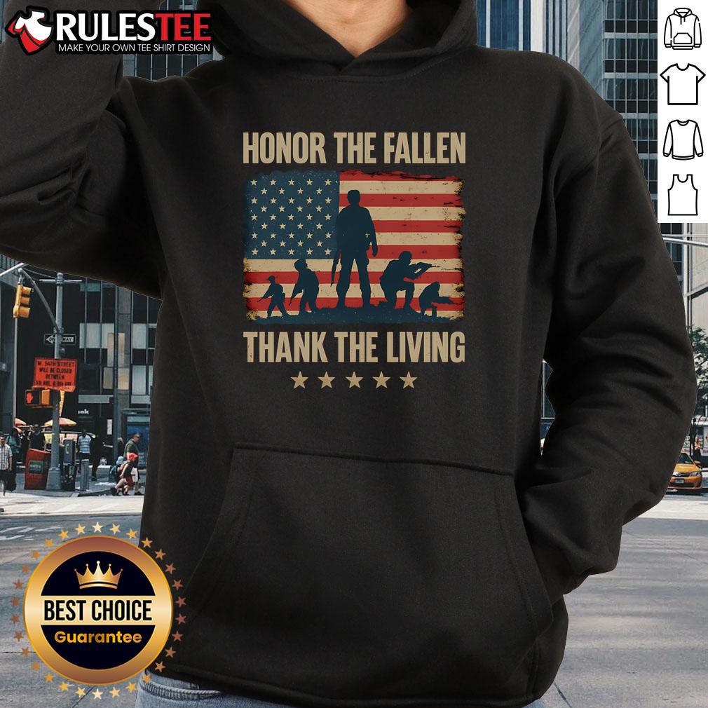 Awesome Honor The Fallen Thank The Living America Flag T-Shirt - Image 2