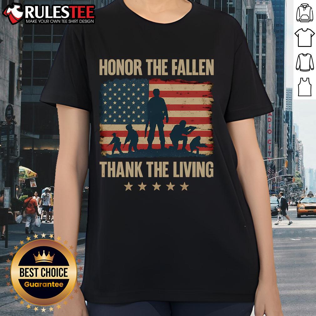 Awesome Honor The Fallen Thank The Living America Flag T-Shirt - Image 3