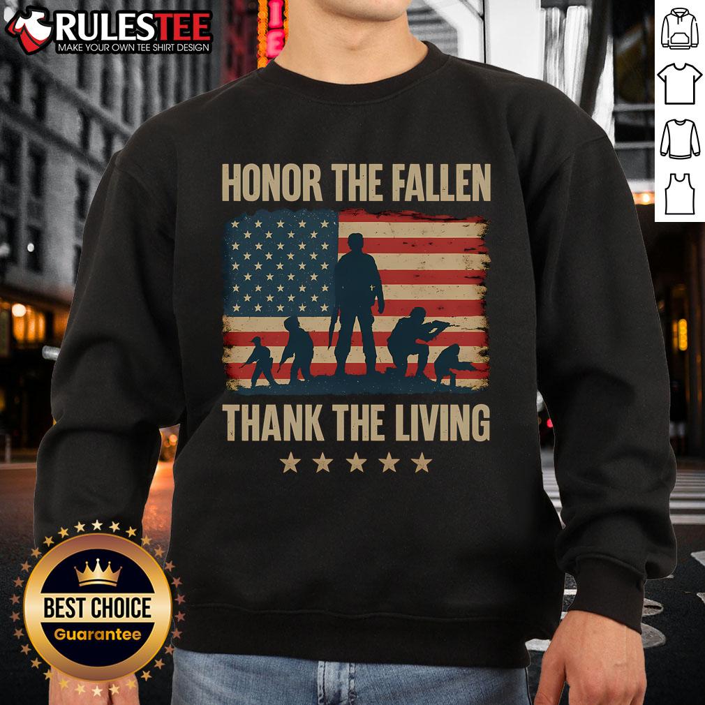 Awesome Honor The Fallen Thank The Living America Flag T-Shirt - Image 5