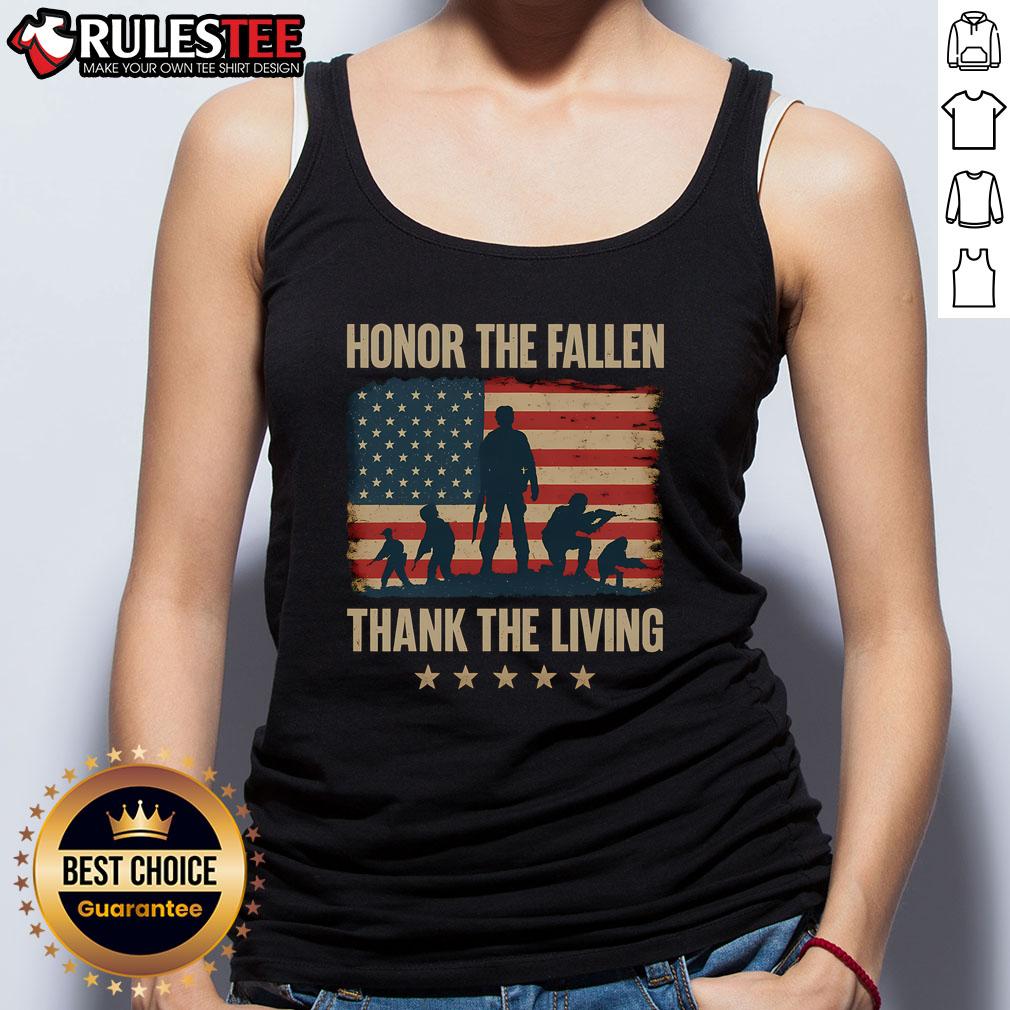 Awesome Honor The Fallen Thank The Living America Flag T-Shirt - Image 4