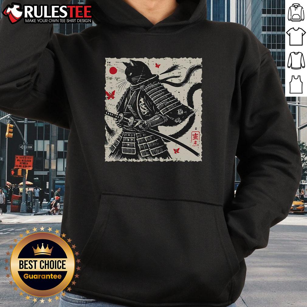 Awesome Japanese Cat Samurai Armor Vintage T-Shirt - Image 2