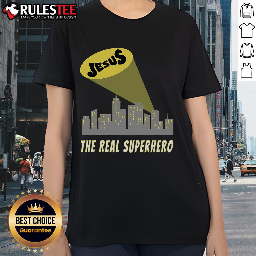 Awesome Jesus The Real Superhero Bat Signal T-Shirt - Image 3