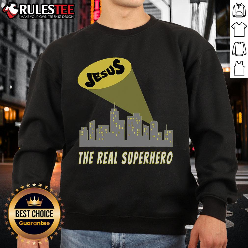 Awesome Jesus The Real Superhero Bat Signal T-Shirt - Image 5