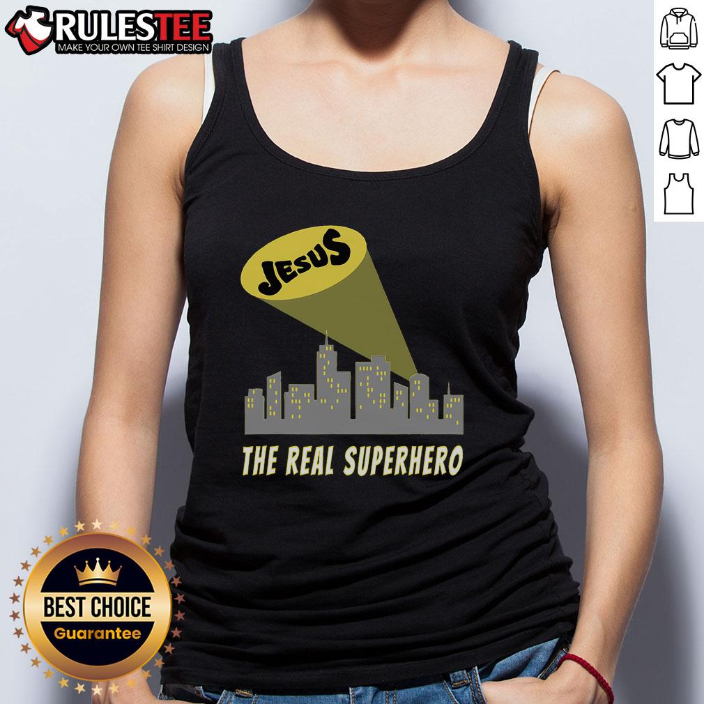 Awesome Jesus The Real Superhero Bat Signal T-Shirt - Image 4