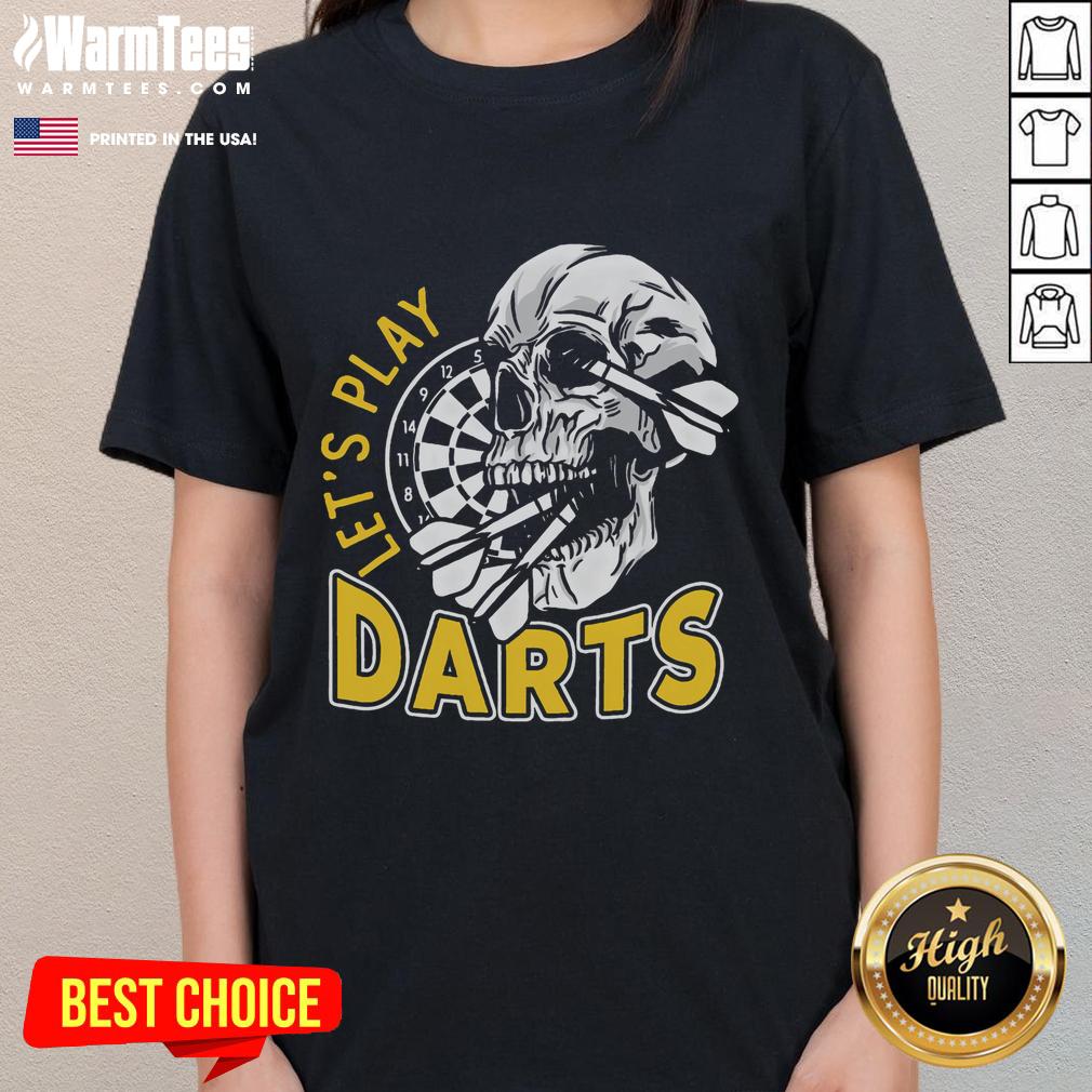 Awesome Let's Play Darts Skull Dartboard Arrow Dart Player T-Shirt - Image 3