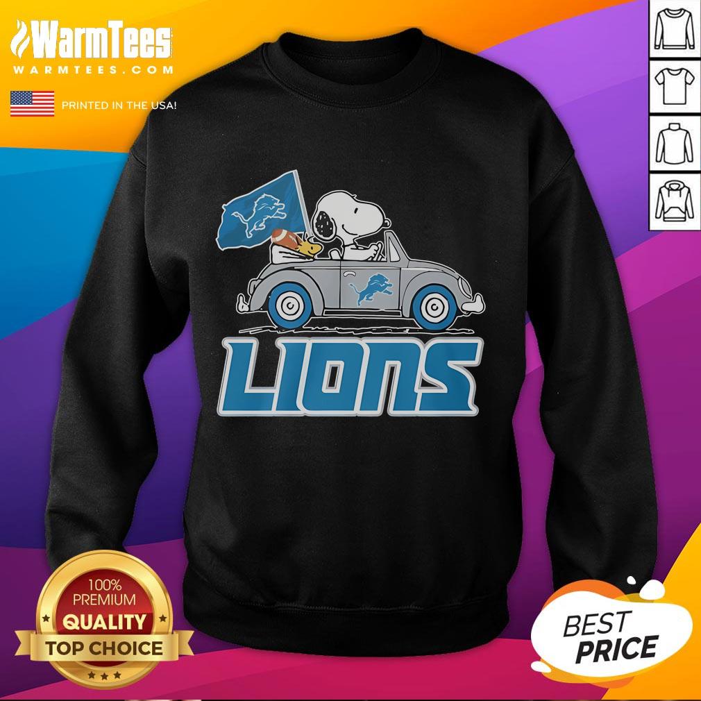 Awesome Lions Go On Car With Snoopy Special T-Shirt - Image 5