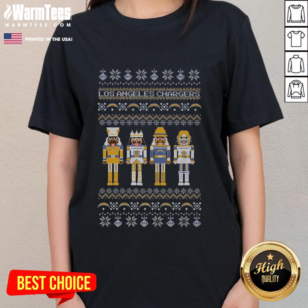 Awesome Los Angeles Chargers Holiday Nutcracker T-Shirt - Image 3