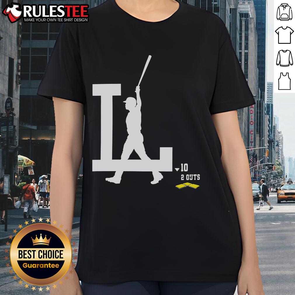 Awesome Los Angeles Dodgers Baseball Logo 10 2 Outs T-Shirt - Image 3