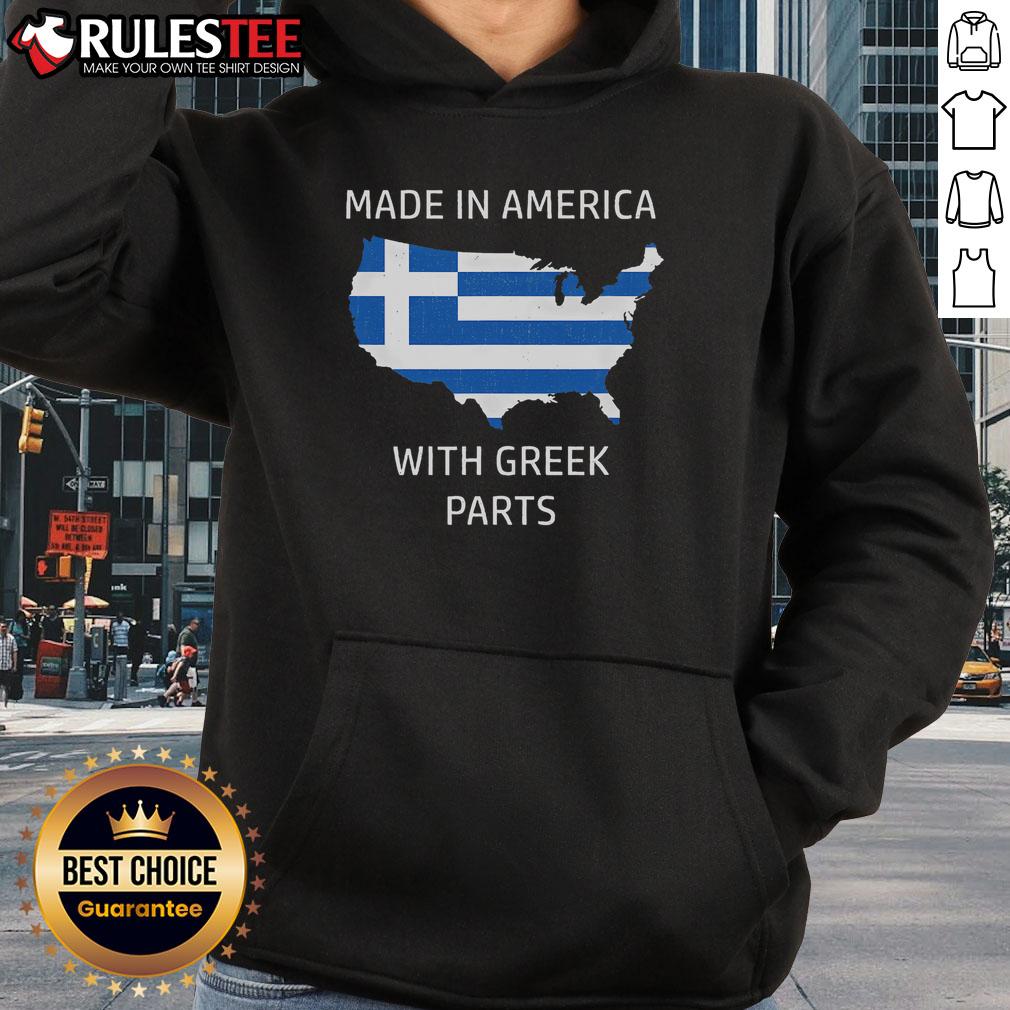Awesome Made In America With Greek Parts Greece And USA Pride T-Shirt - Image 2