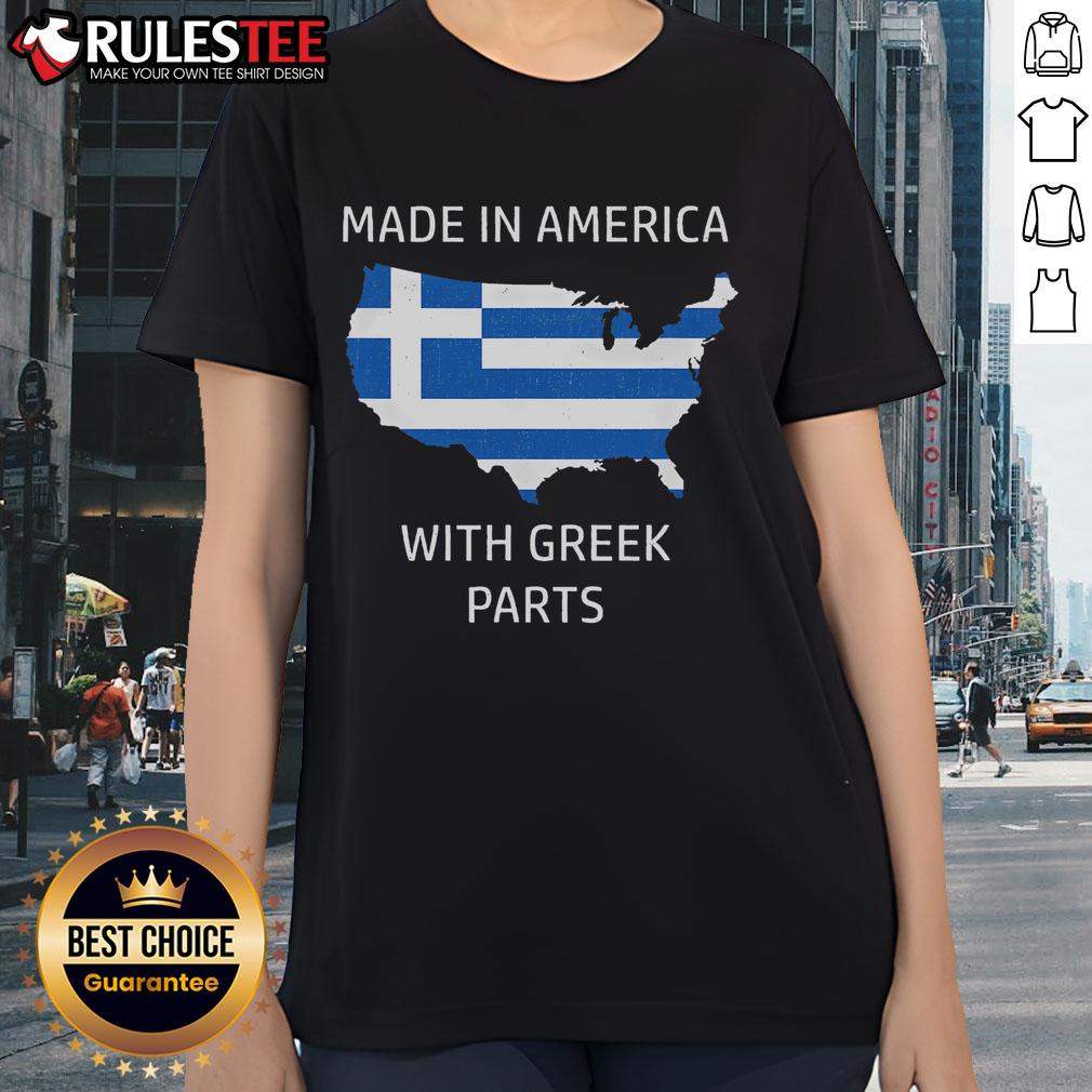 Awesome Made In America With Greek Parts Greece And USA Pride T-Shirt - Image 3