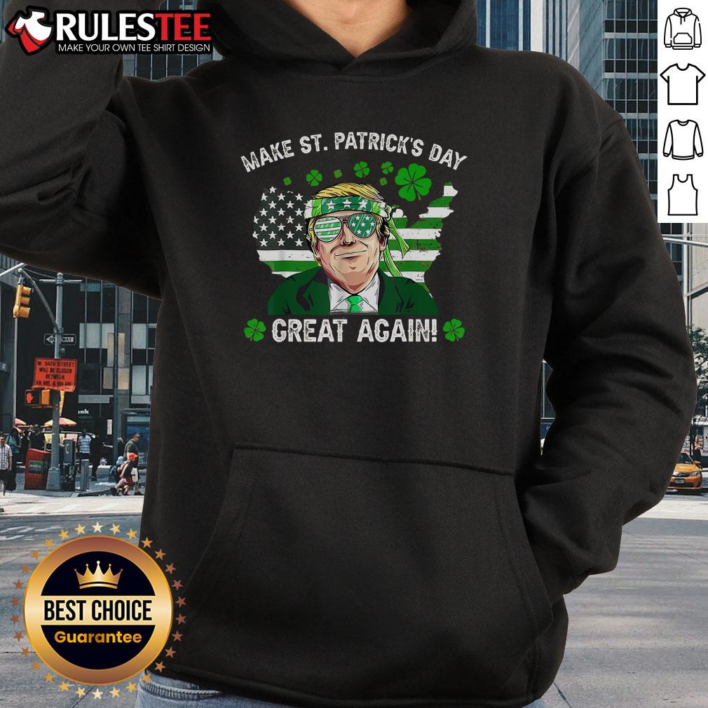 Awesome Make St Patrick's Day Great Again Trump US Flag Irish Clover T-Shirt - Image 2