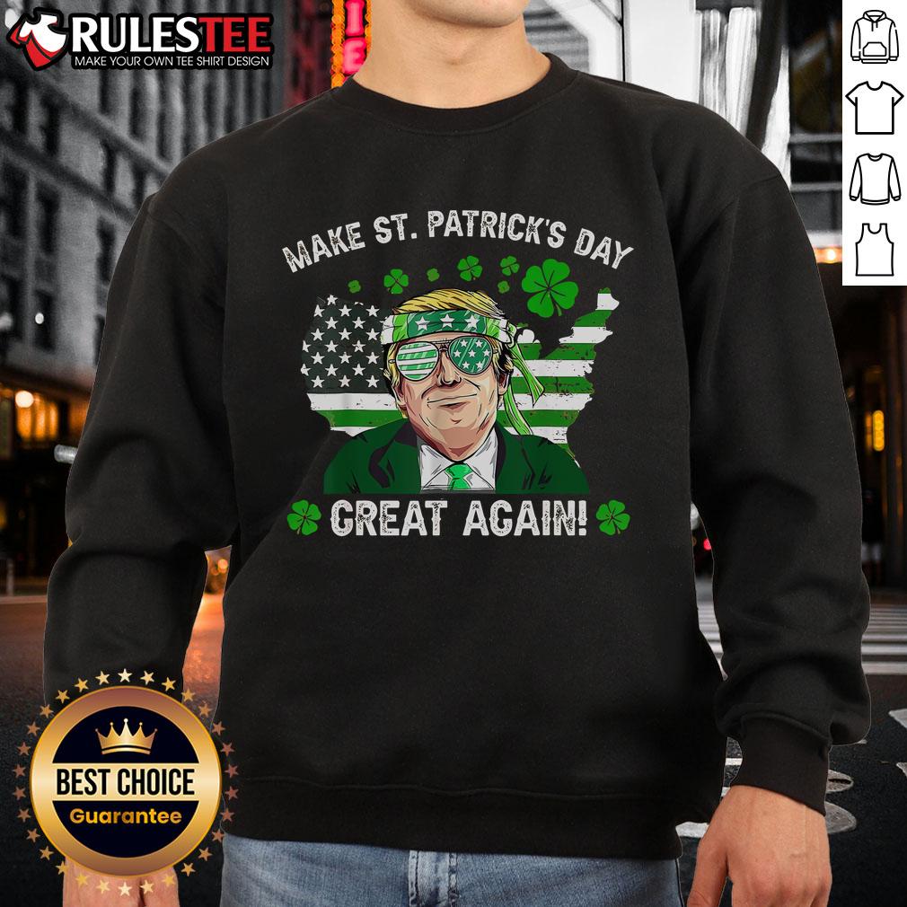Awesome Make St Patrick's Day Great Again Trump US Flag Irish Clover T-Shirt - Image 5