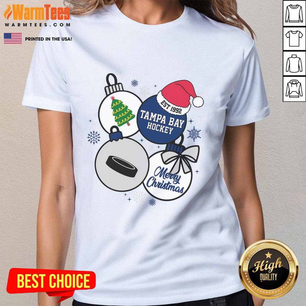 Awesome Merry Christmas Tampa Bay Hockey Est 1992 T-Shirt - Image 3