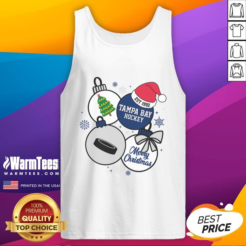 Awesome Merry Christmas Tampa Bay Hockey Est 1992 T-Shirt - Image 4