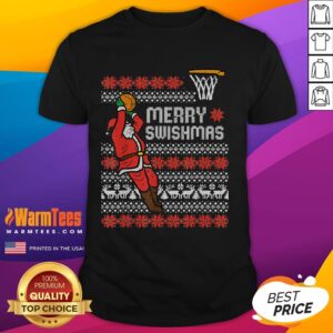 Awesome Merry Swishmas Ugly Christmas Basketball Pajamas T-Shirt