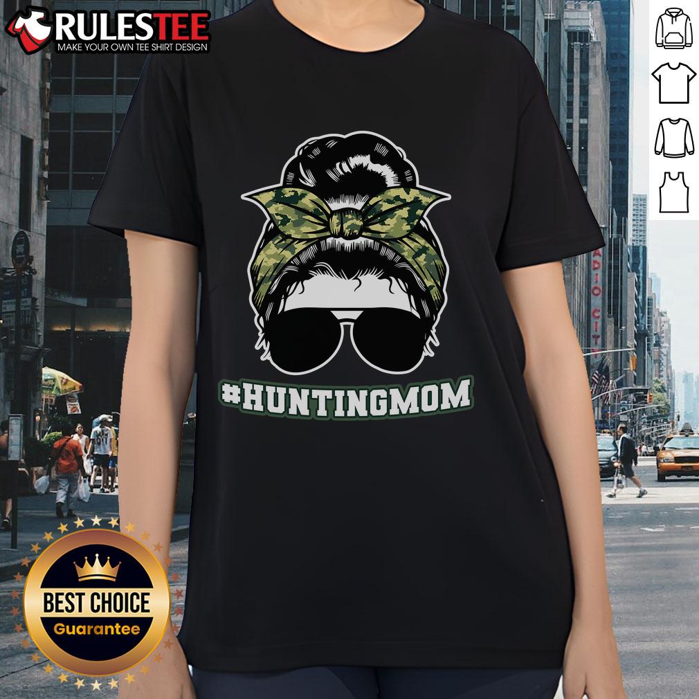 Awesome Messy Bun Hair Hunting Mom T-Shirt - Image 3