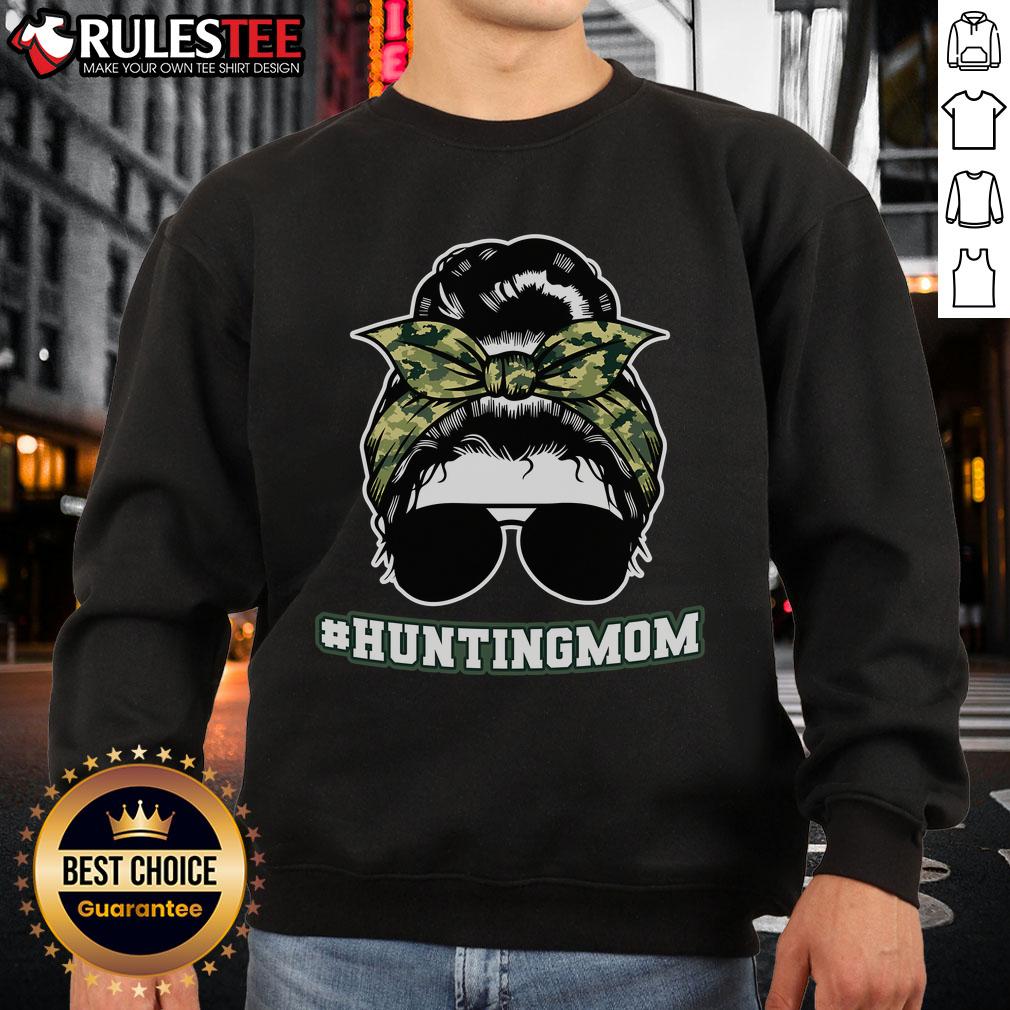 Awesome Messy Bun Hair Hunting Mom T-Shirt - Image 5
