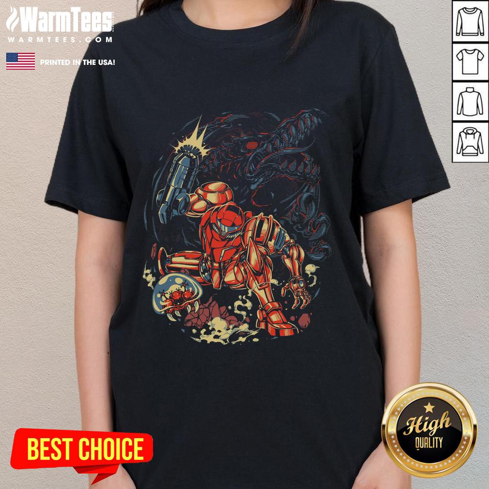 Awesome Metroid Rescue Mission Retro Space Warrior T-Shirt - Image 3