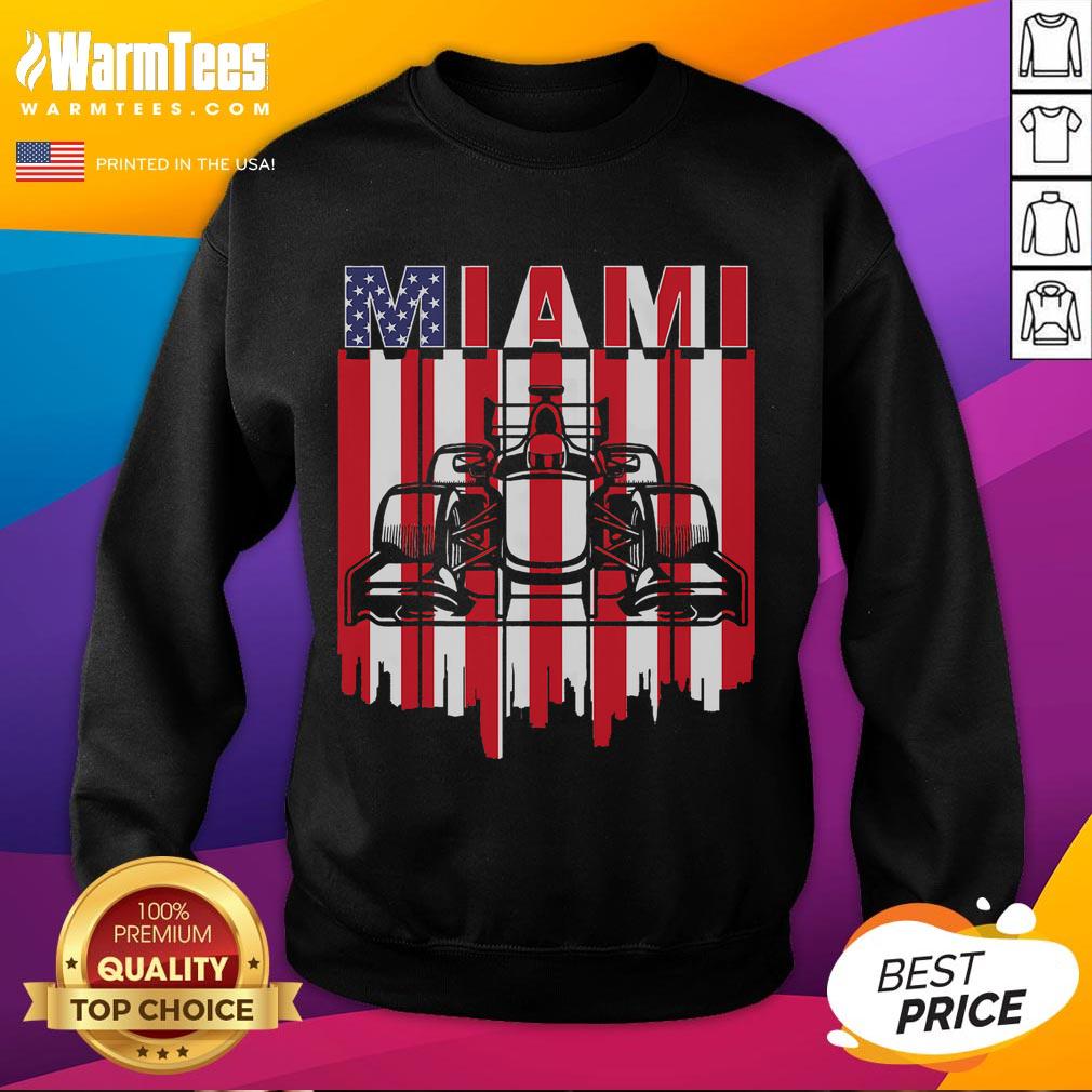 Awesome Miami Formula Racing Track Circuit United States Flag T-Shirt - Image 5