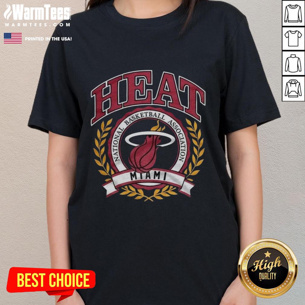 Awesome Miami Heat National Basketball Association Logo Laurel Wreath Frame Retro T-Shirt - Image 3