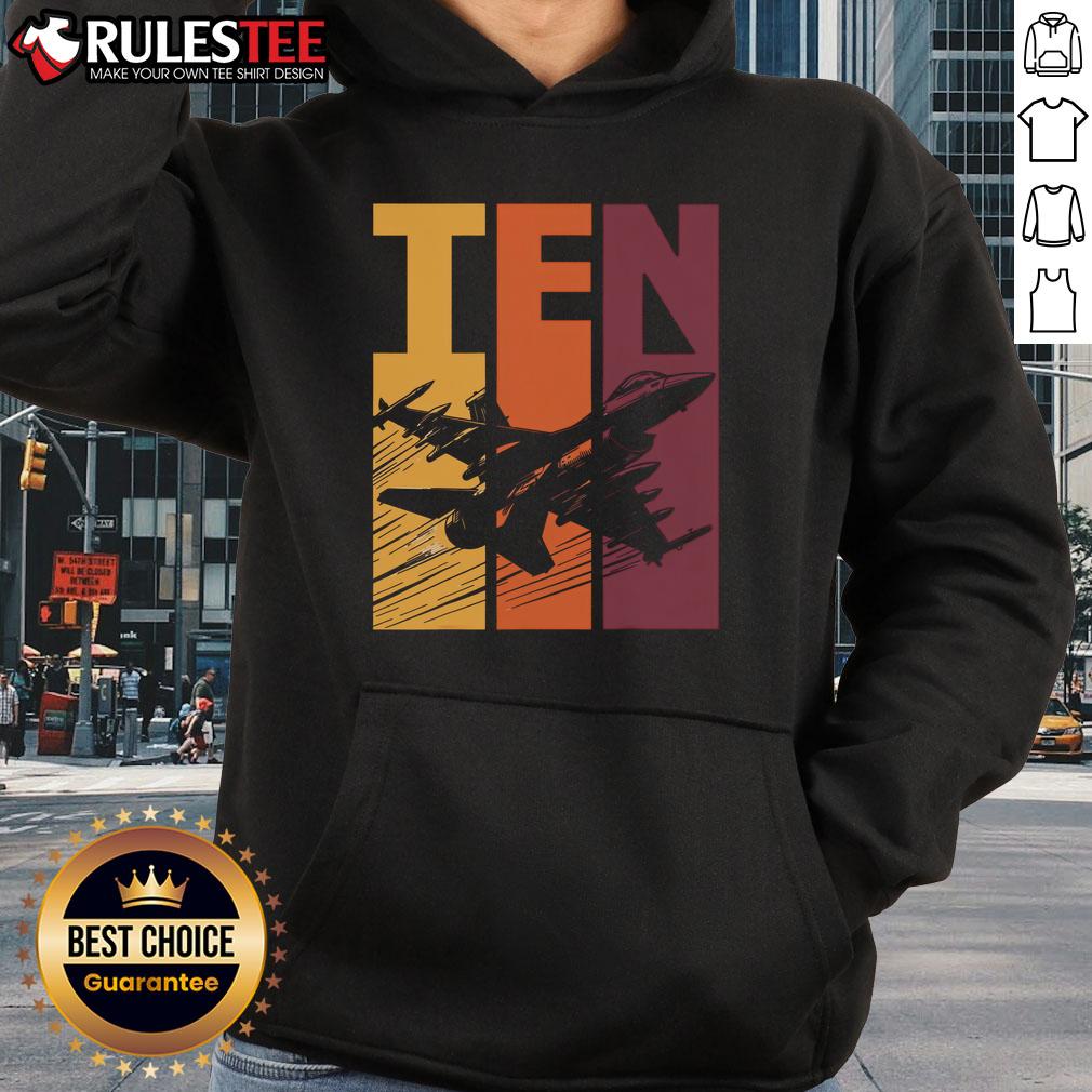 Awesome Military Fighter Jet Retro Ten Year Old Boy 10th Birthday T-Shirt - Image 2