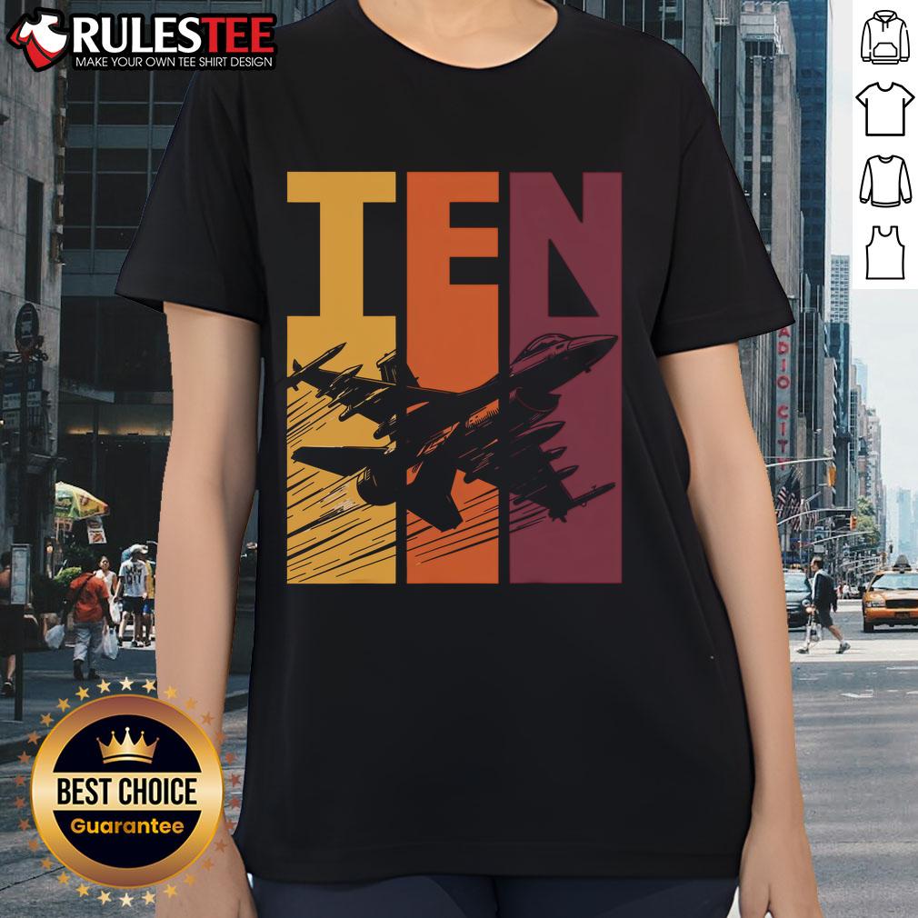 Awesome Military Fighter Jet Retro Ten Year Old Boy 10th Birthday T-Shirt - Image 3