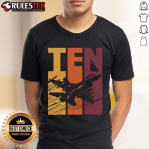 Awesome Military Fighter Jet Retro Ten Year Old Boy 10th Birthday T-Shirt