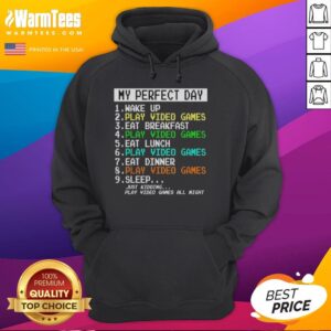 Alternative view of Awesome My Perfect Day Wake Up Play Video Games Eat Breakfast Retro T-Shirt
