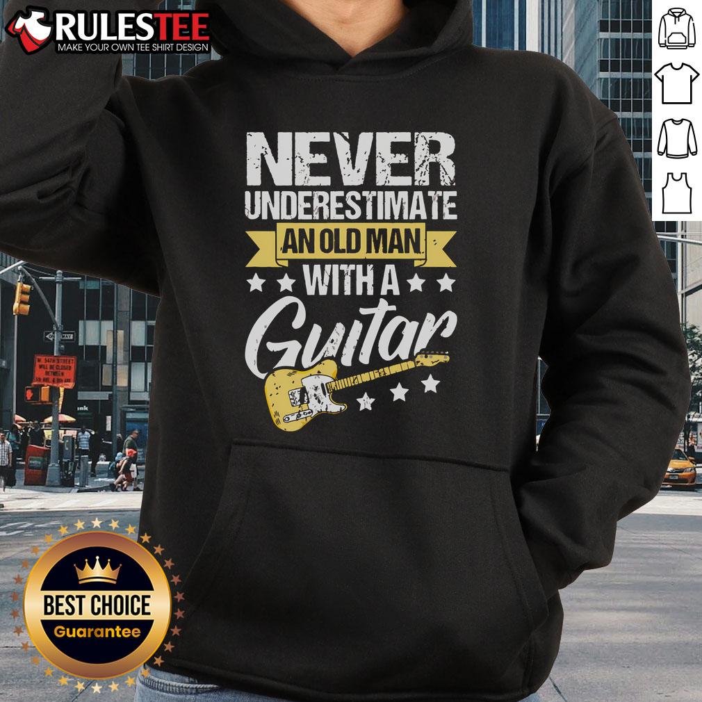 Awesome Never Underestimate An Old Man With A Guitar T-Shirt - Image 2