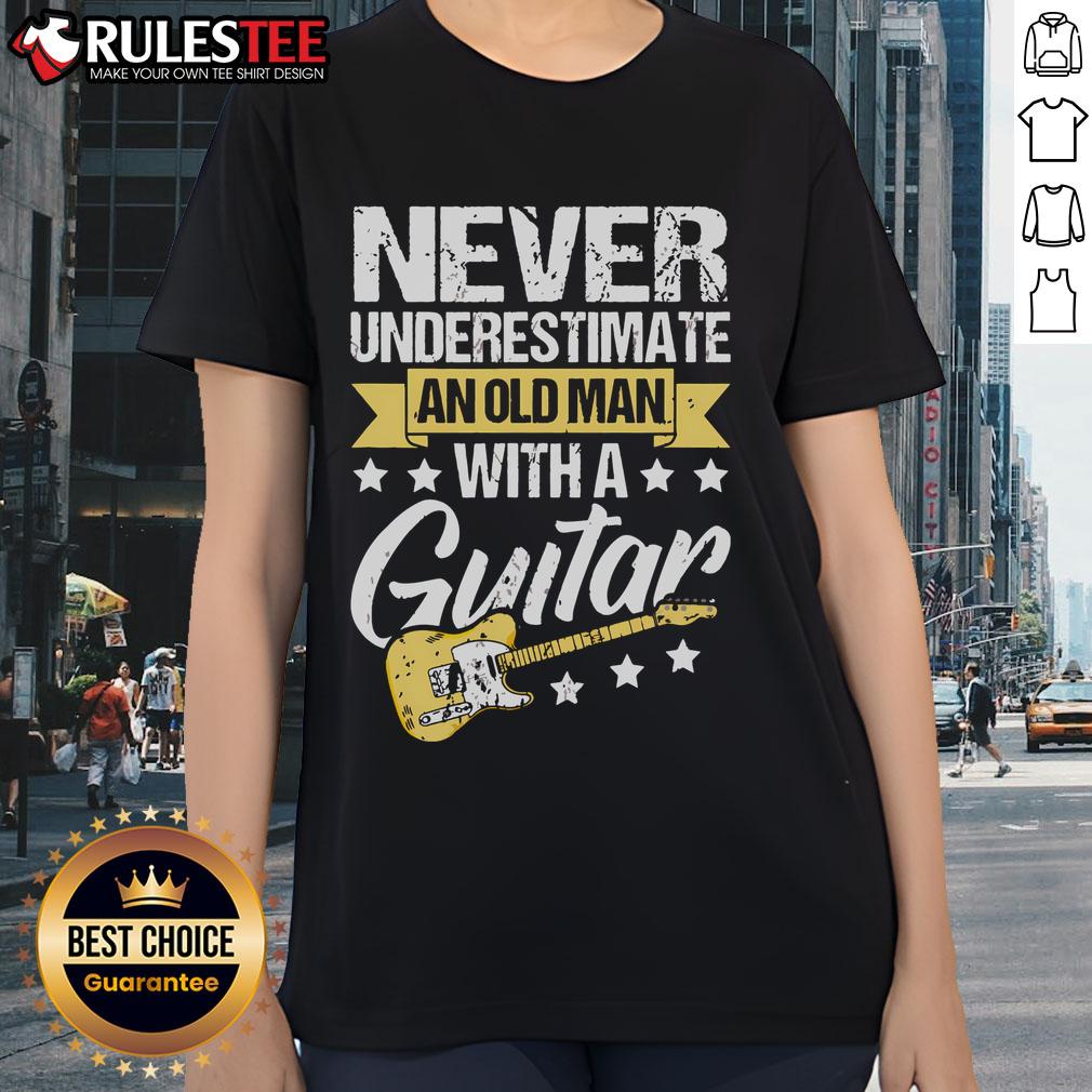 Awesome Never Underestimate An Old Man With A Guitar T-Shirt - Image 3