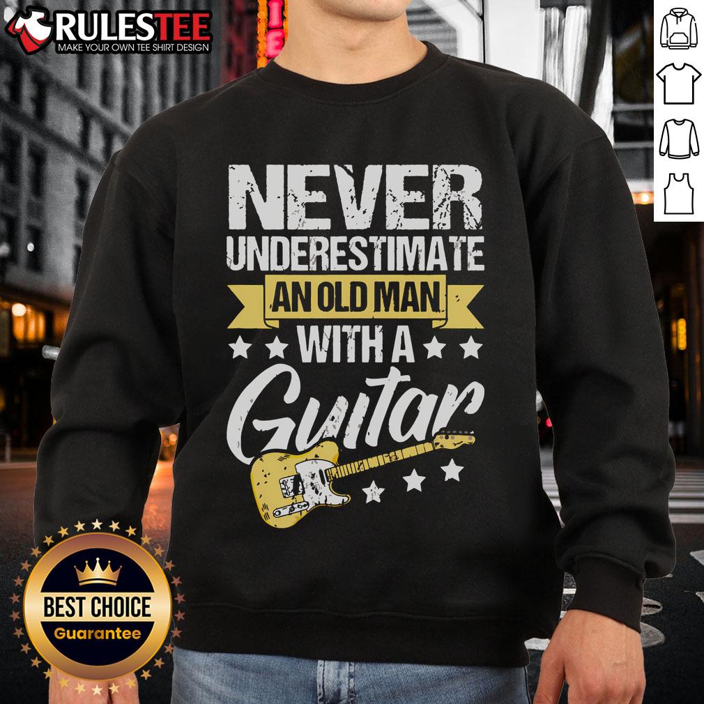 Awesome Never Underestimate An Old Man With A Guitar T-Shirt - Image 5